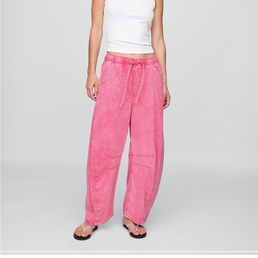 GAP sugar pink Mid Rise UltraSoft Easy Horseshoe Jeans drawstring size small